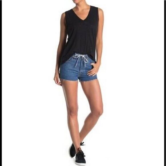 Levi's 501 High Rise Logo Drawstring Button Fly Denim Short Sz 29 - Picture 1 of 12